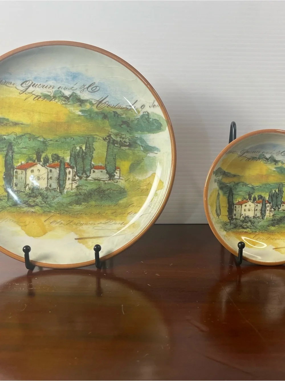 Paysage Salad/Dessert Plate With Dipping Bowl By artist Marc Lacaze